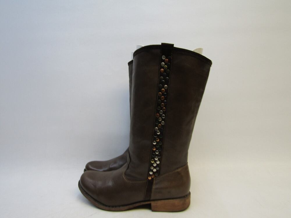 Eric Michael Women Size 41 EUR Brown Leather Studded Knee High Fashion Boots